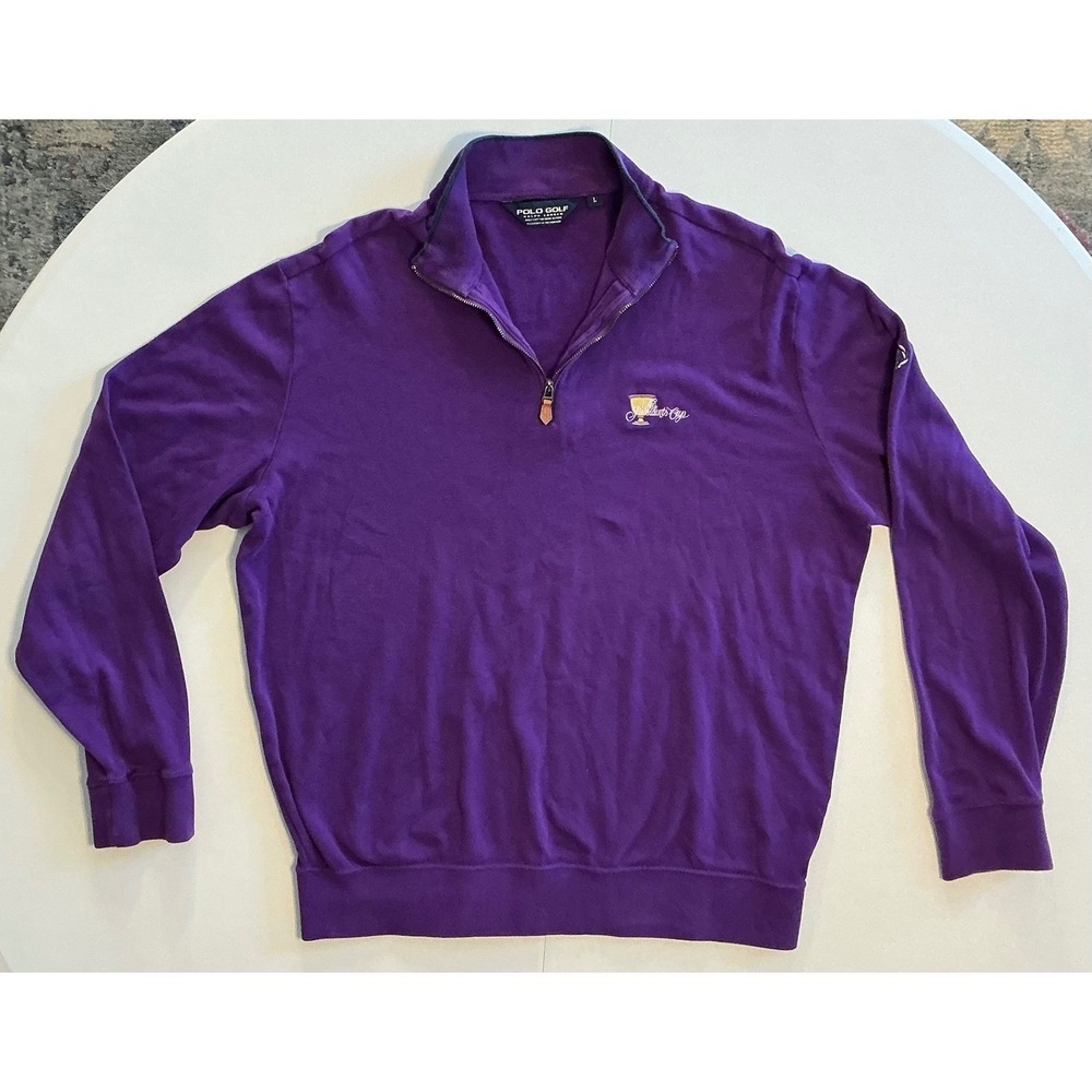 VTG Y2K Polo Golf Ralph Lauren Mens‎ Purple President's Cup 1/4 Zip Pullover L